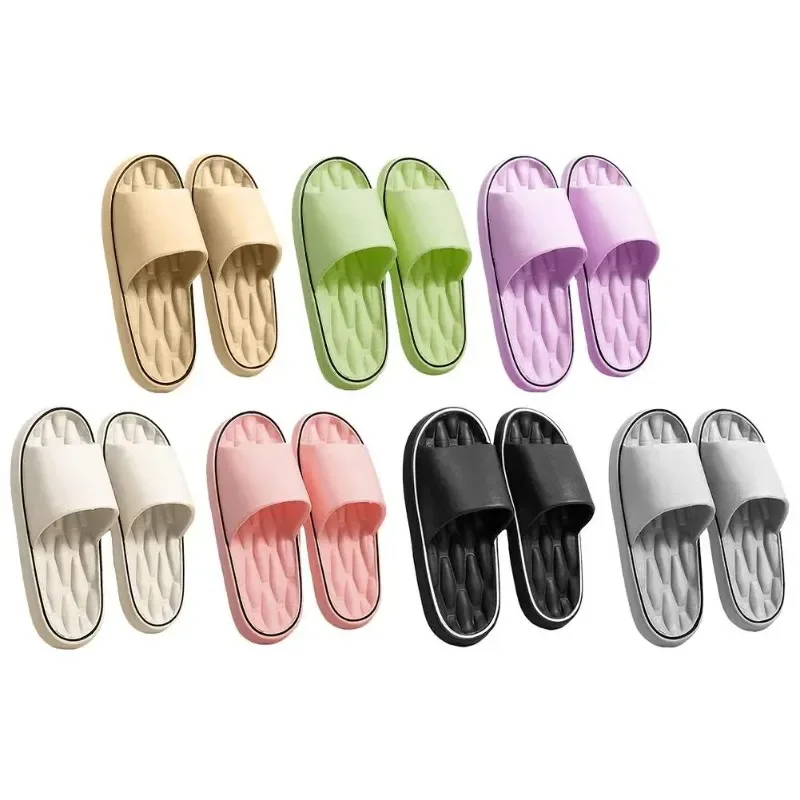 Quick-Dry EVA Couple Line Pattern Slippers, Non-Slip Indoor Outdoor Slides, Lightweight Bathroom Sandals for Him and Her