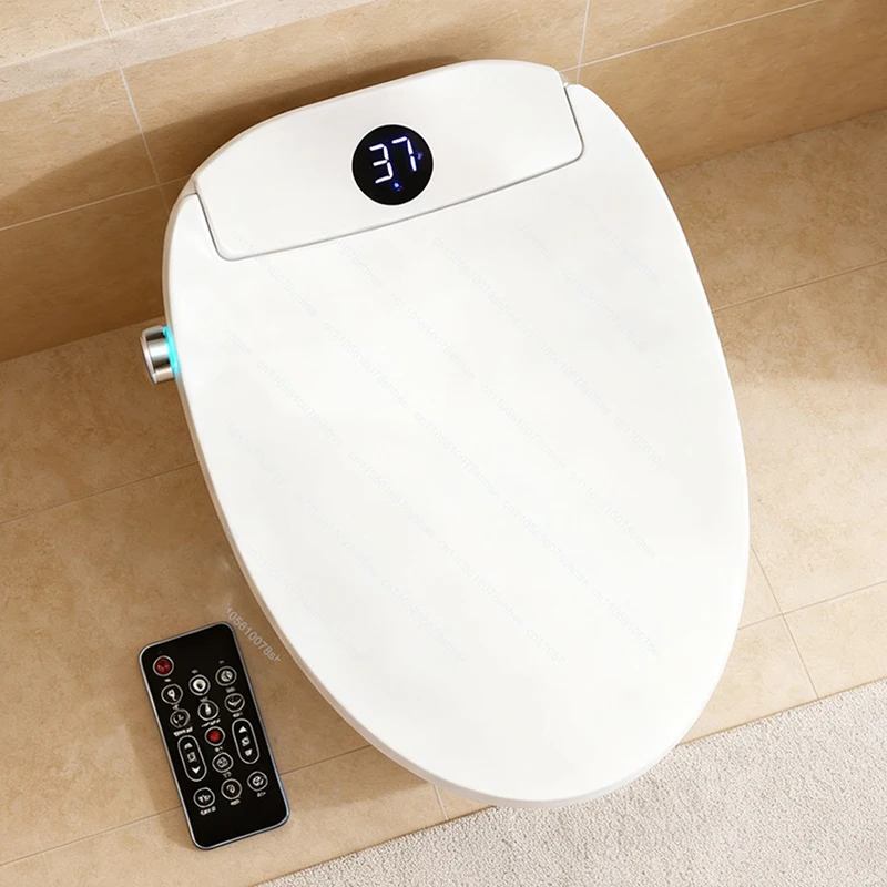 

Electric Smart Bidet Toilet Seat Heated Warm Air Dryer Instant Warm Water Self Cleaning Nozzle Elongated Toilet Bowl Cover Lid