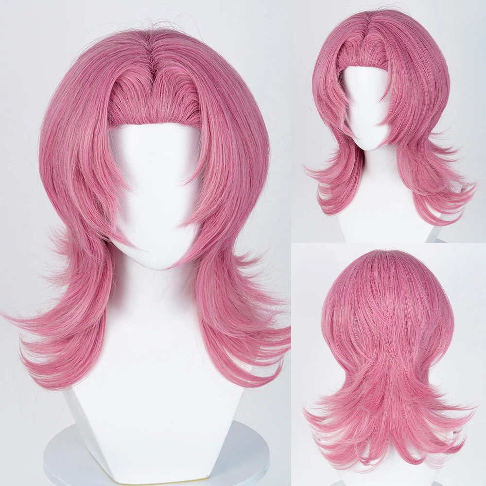 

Pink Short Straight Anime Game Cosplay Synthetic Wigs with Middle Part Fluffy Heat Resistant Wig for Daily Party