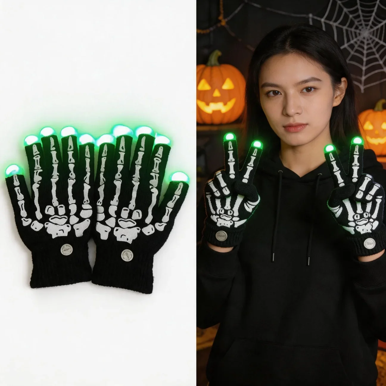 Light Up Glow Gloves Hip Hop Street Dance Stage Show Concert Cheer Support Props Toy Colorful LED Flashing Luminous Gloves