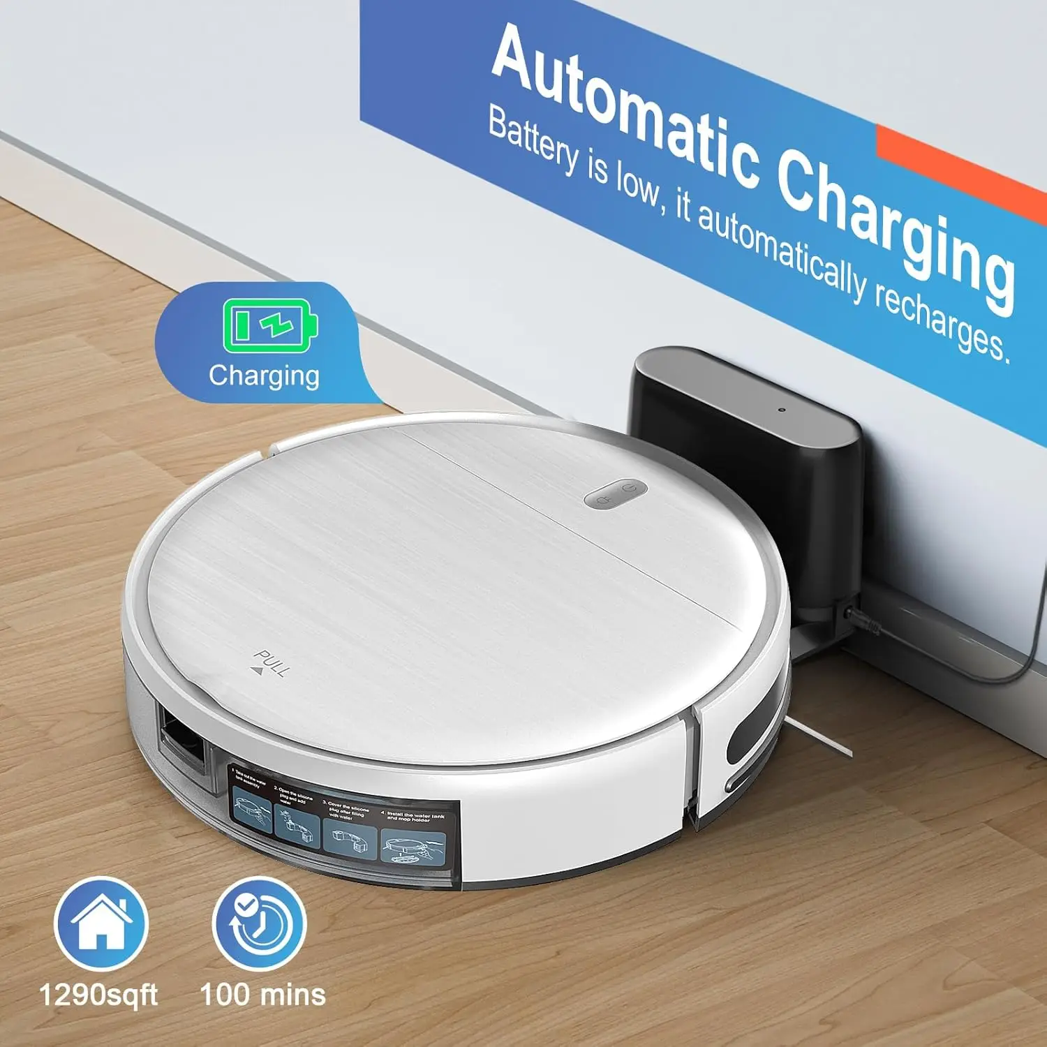 2-in-1 Robot Vacuum & Mop, App/Alexa Control, Strong Suction, Pet Hair, Carpet view 6