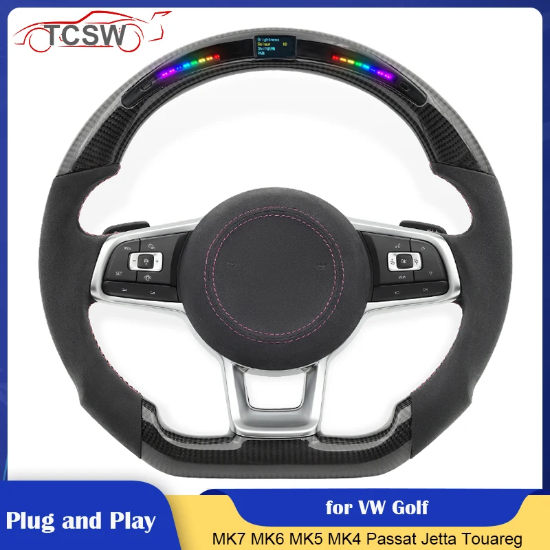 

LED Carbon Car Steering Wheel for Volkswagen VW Golf MK7 MK6 MK5 MK4 Passat Jetta Touareg Phaeton Tiguan Magotan Polo