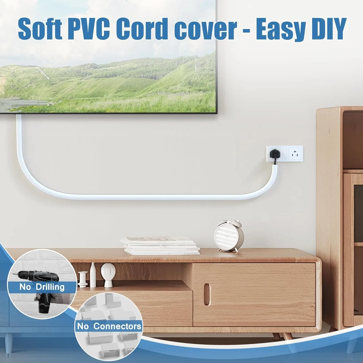 1PC 1/3/5m Flexible floor cable cover rubber cord Self-Adhesive wall cord hider internet Wire Duct Duct Slot Cable Manage﻿ view 3