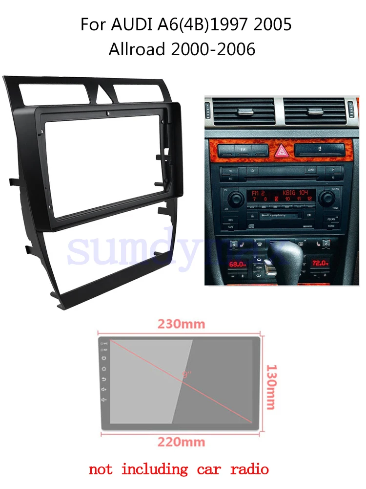 Android Car DVD Frame Audio Fitting Adaptor Dash Trim Kits Facia Panel For Audi A6 C5 1997- 2005 S6 RS6 9inch CAR Radio frame