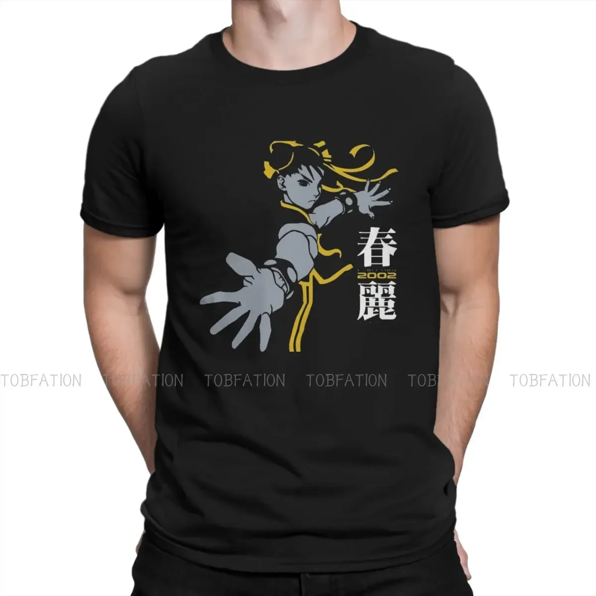 半袖,新しいデザインの快適なシルエットスタイルのグラフィックTシャツ,戦闘,Chun li,アーケードビデオゲーム