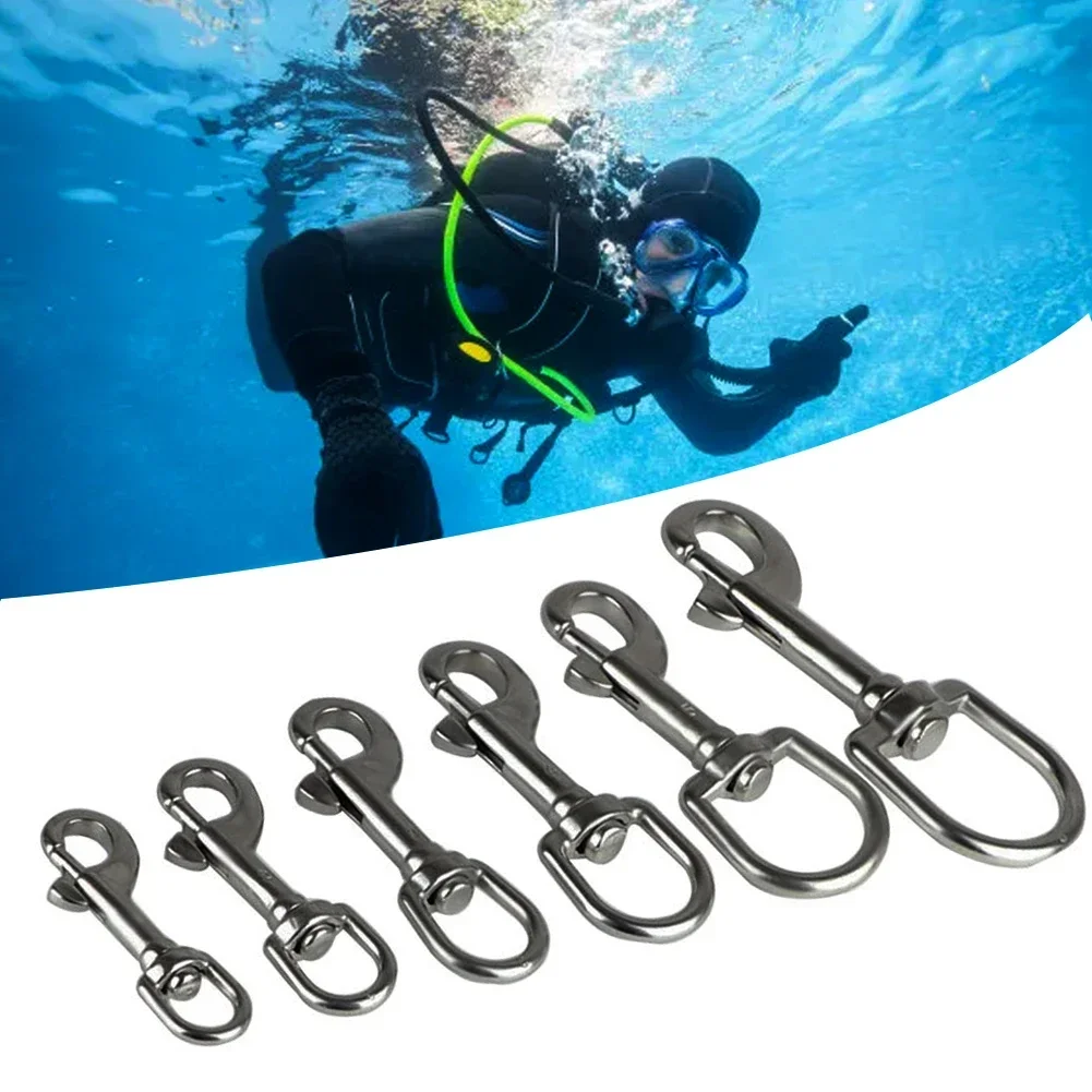 65-120MM 304/316 Stainless Steel Diving Single-Head Hook 360° Rotation Quick Release Spring Buckle Scuba Equipment Accessories