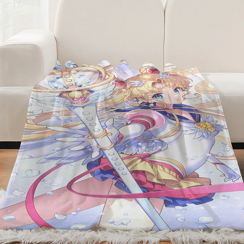 Sofa Blankets H-Sailor Moons Microfiber Bedding King Size Blanket Fluffy Soft Blankets Warm Knee Fleece Camping Custom Nap Anime