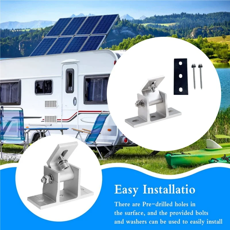 

Adjustable Solar Panel Mounting Bracket Kits RV Motorhome Roof Rotatable Elevation Angle Aluminum Alloy Support Mounting Set