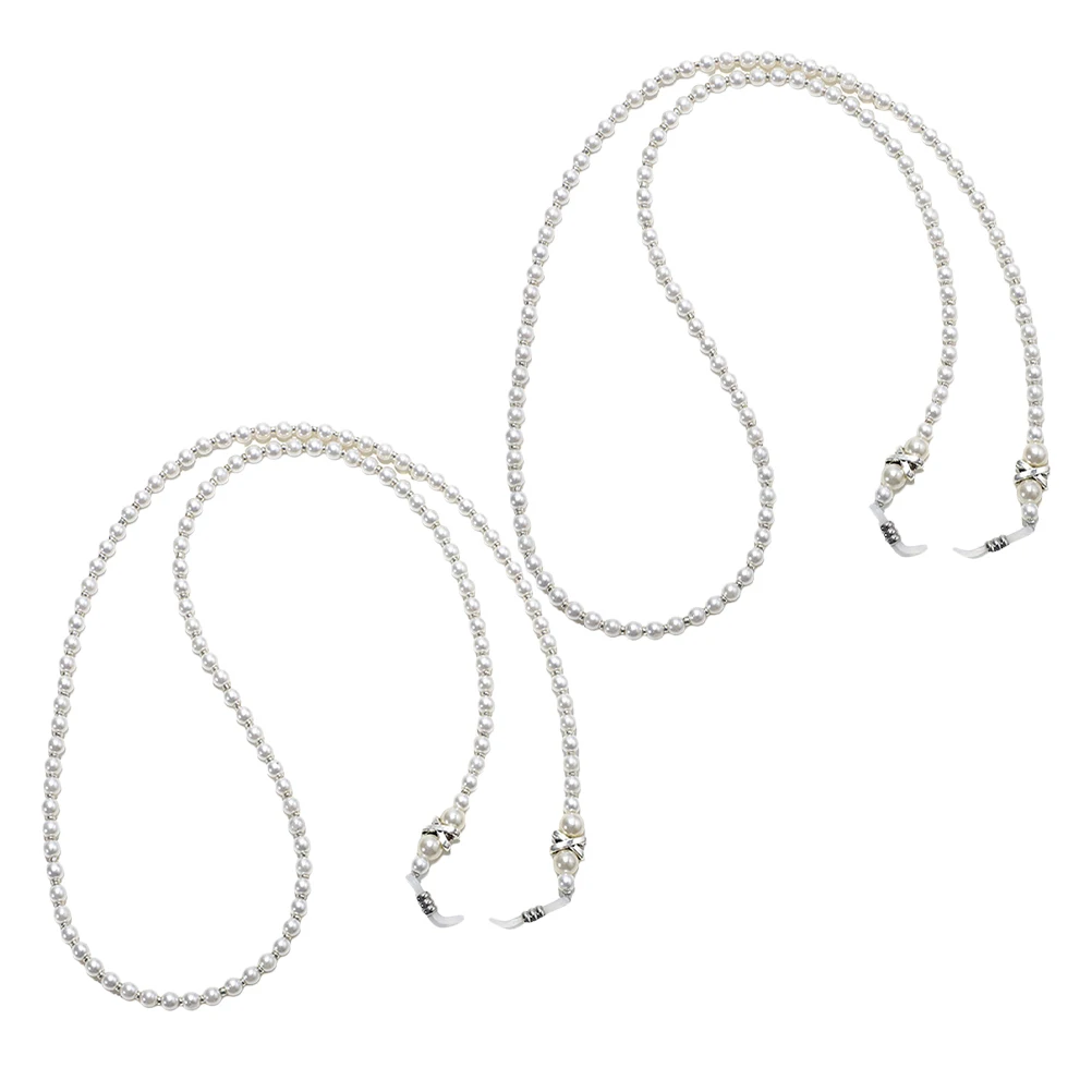 

2pcs Pearl Glasses Chain Vintage Alloy Eyewear Lanyard Rope Belt for Sunglasses Stylish Comfortable AntiLoss Function