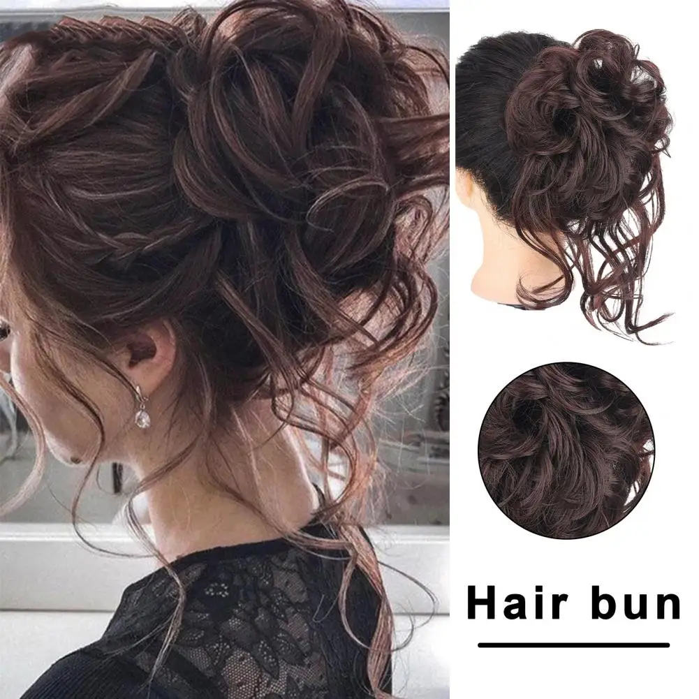 Messy Bun Wig Hair Tie Elastic Fluffy Realistic Natural Silky Hair Extension Women Girls Tousled Updo Hairs Hairpiece Scrunchie