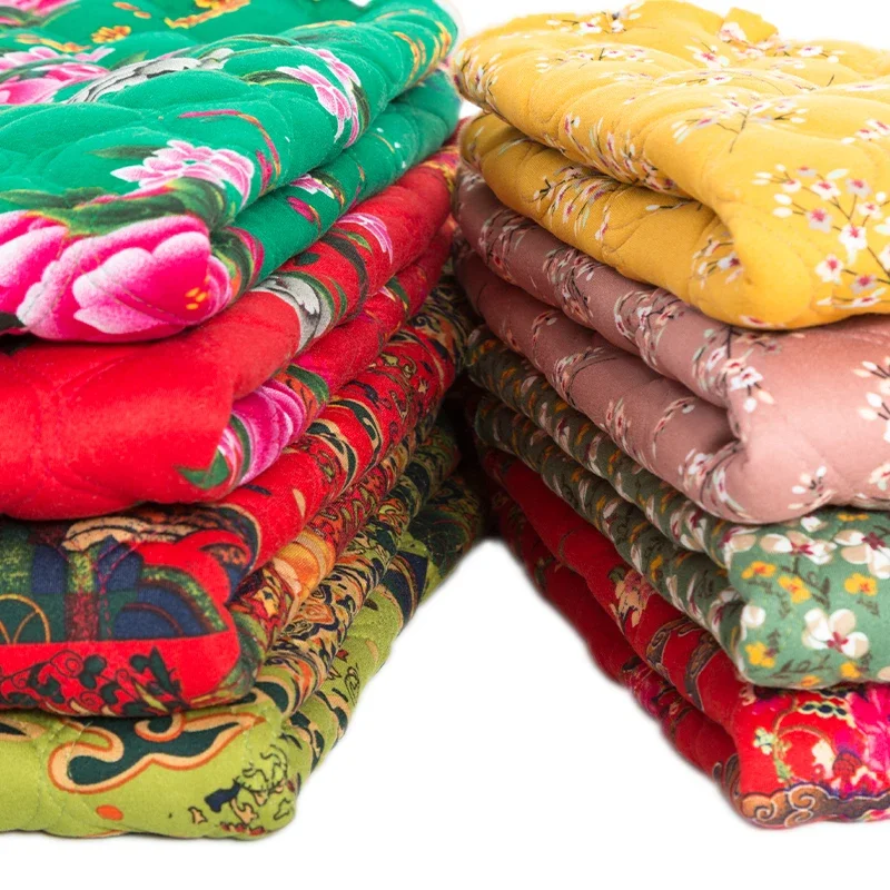Double Sided Thickened Fleece Printing Fabric Warm Winter with Milk Silk Elasticity Northeast China Cotton-padded Jacket Cloth