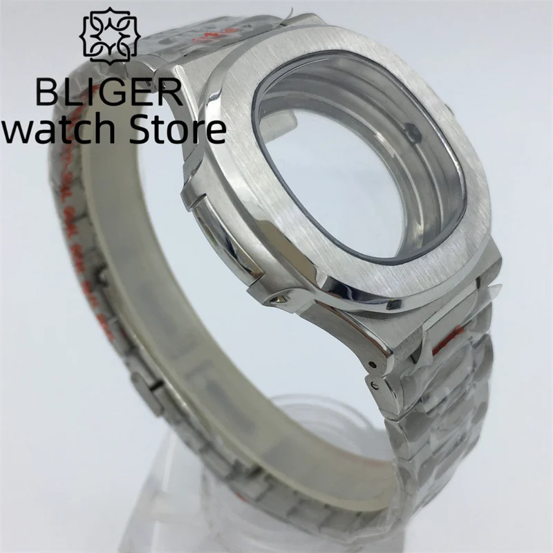 Caso BLIGER 40mm Vidro de safira prata ouro rosa com NH35 NH36 ETA2824 2836 Miyota8205 8215 PT5000 Pérola DG2813 3804 Movimento