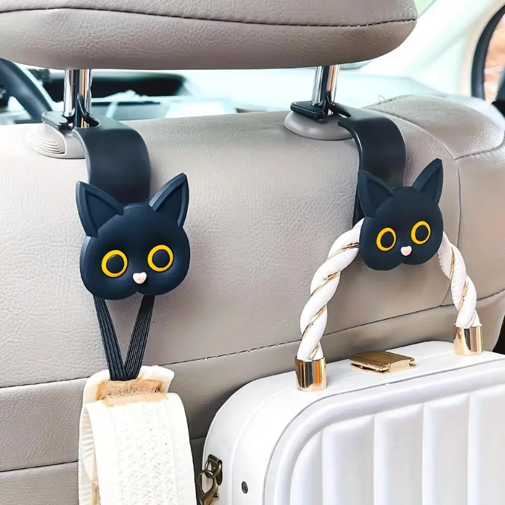 1/2/4Pcs Car Seat Hook Cartoon Cat Shape Strong Load-bearing Purse Bag Hanger Storage Hook Auto Interior Accessories 오토백 후크