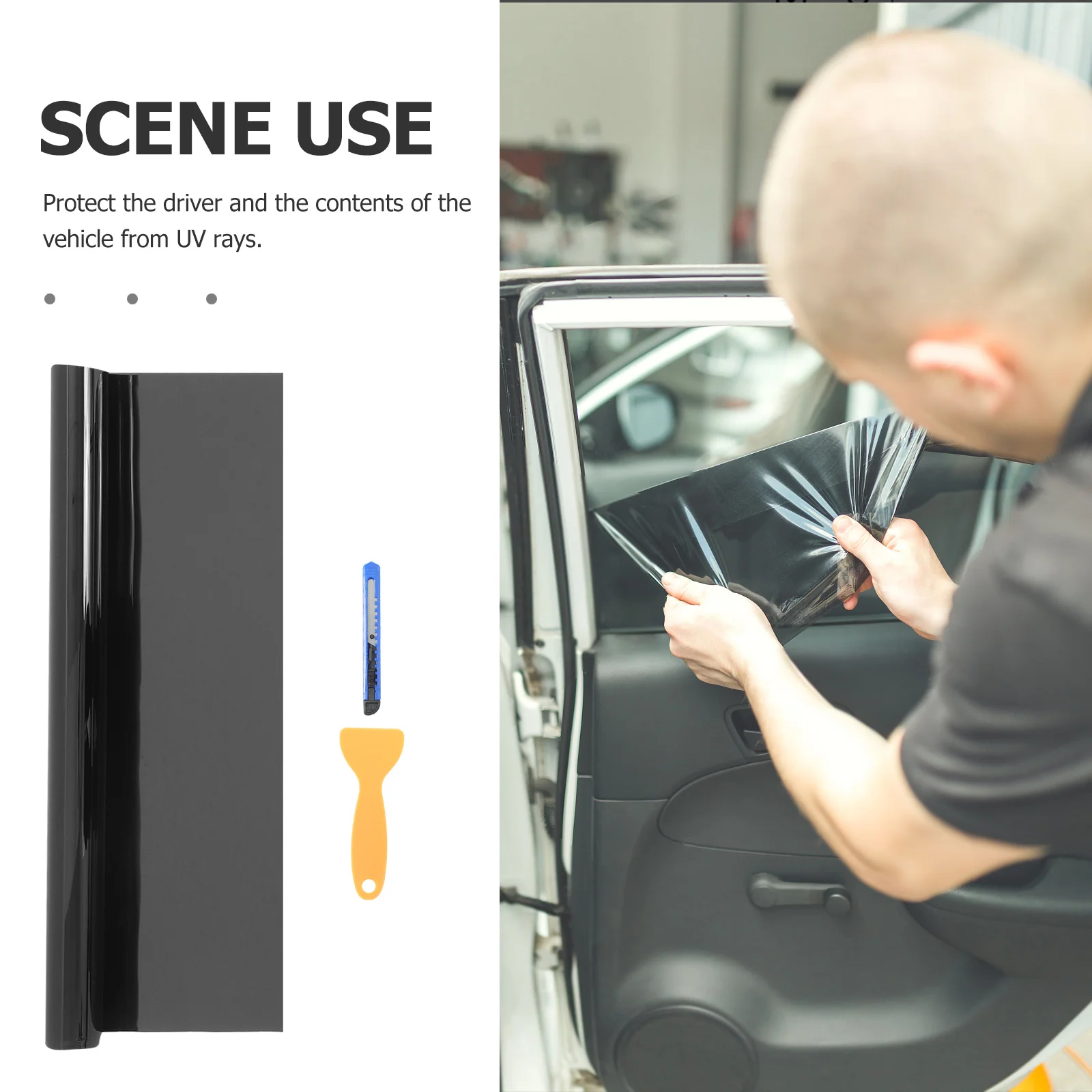 

1Set Car Window Film Privacy Heat Insulation Uv Protection Block Sun Fading Pet Material Window Film Car