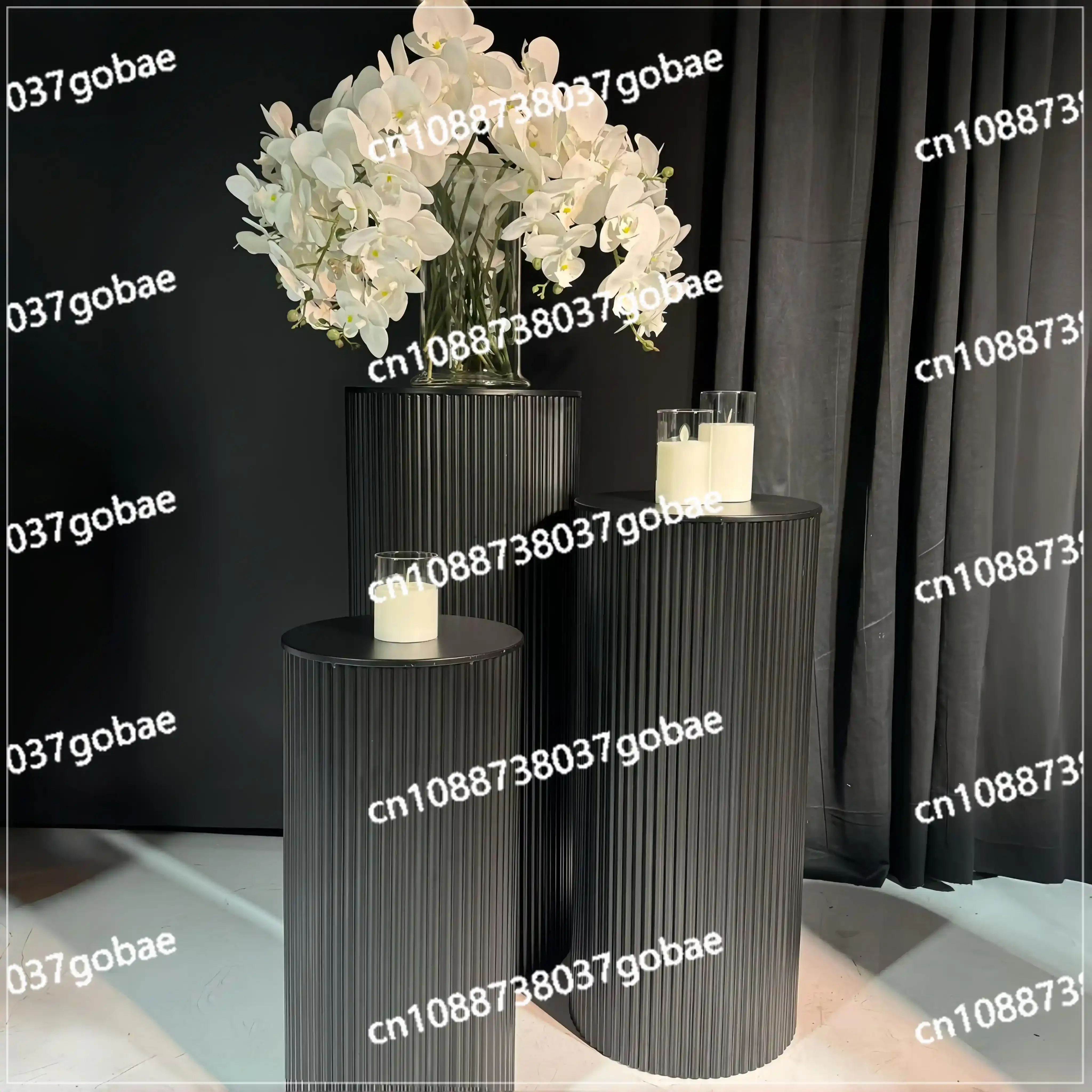 5 Plinth Iron Ripple Style White Cylinder Plinths Display Stand Dessert Table Stand for Wedding Party Decoration