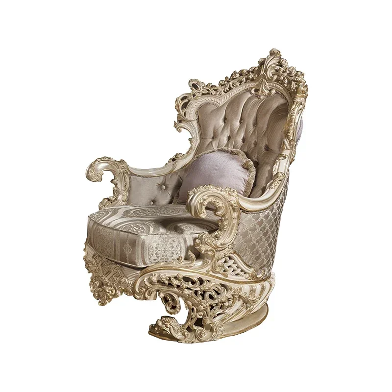 European style all solid wood carved sofa French court high-end fabric sofa villa living room furniture customization