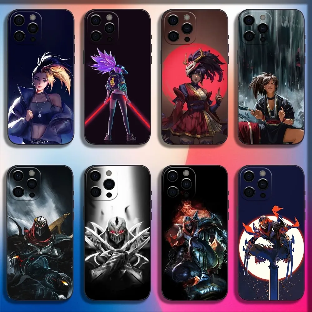 

Game A-Akali Z-Zed L-LOL Phone Case For iPhone 16,15,14,13,12,11,Pro,X,XS,Max,XR,Plus,Mini Soft Black Cover