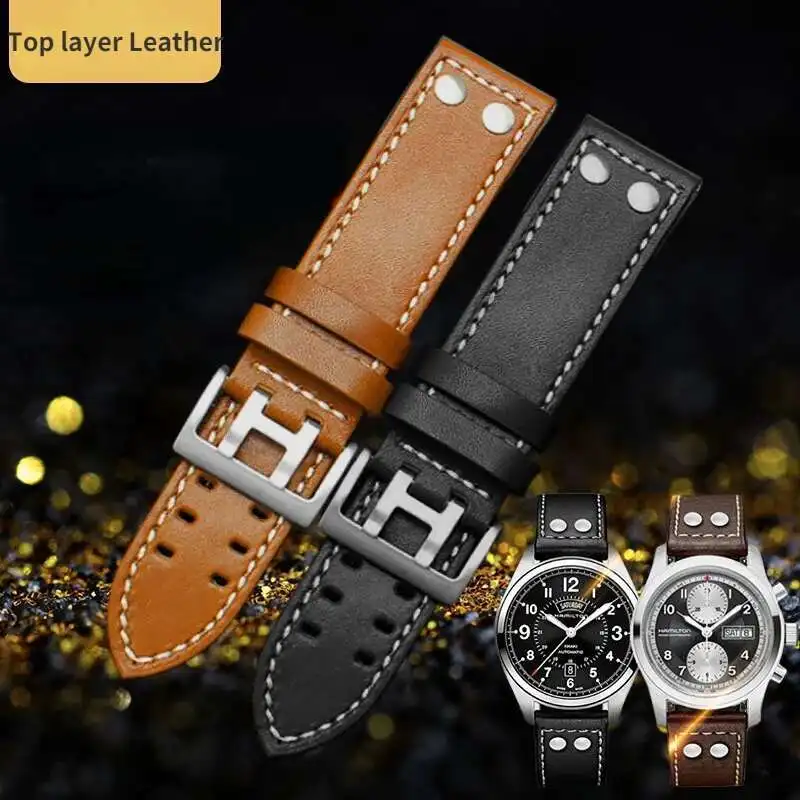 

Genuine watch Strap For Hamilton H70595593H70655733 Top Layer Leather Watch Band 22Mm20mm