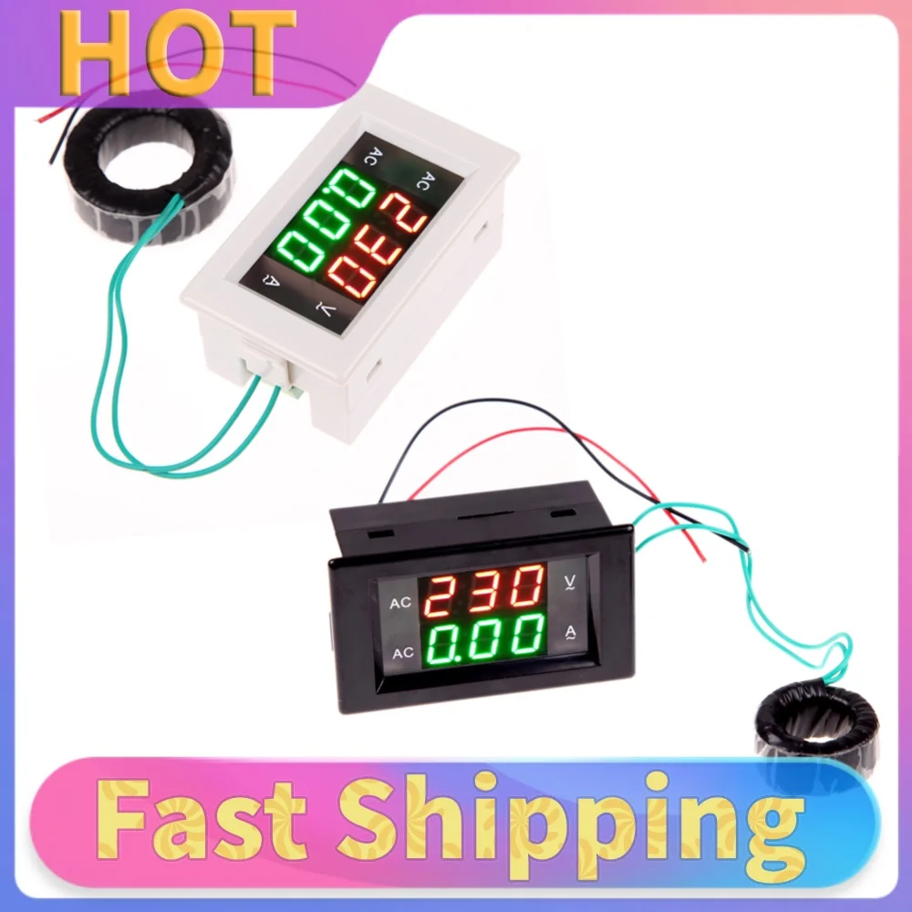 Digital Voltmeter Ammeter AC 60-500V 100A Panel Amp Volt Meter Dual LED Display Volt Detector Tester 0.39inch Amp Gauge