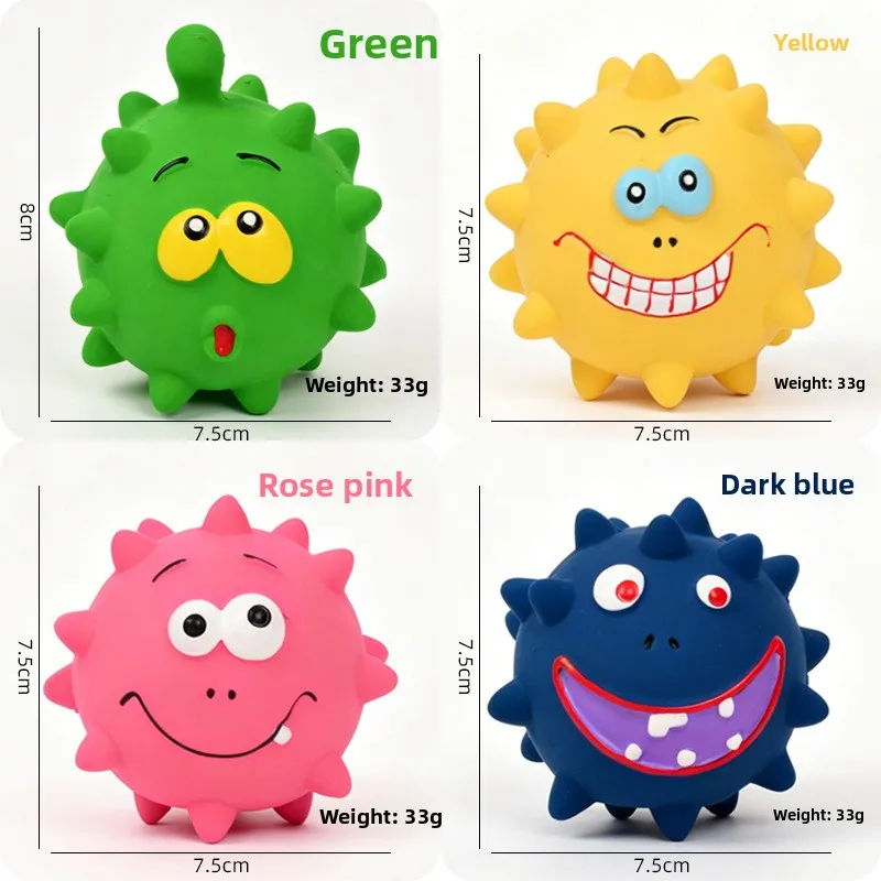 New Pet Latex Toy - Latex Sound-producing Facial Expression Sticker Ball For Puppies, Teeth-cleaning Round Dog Toy
