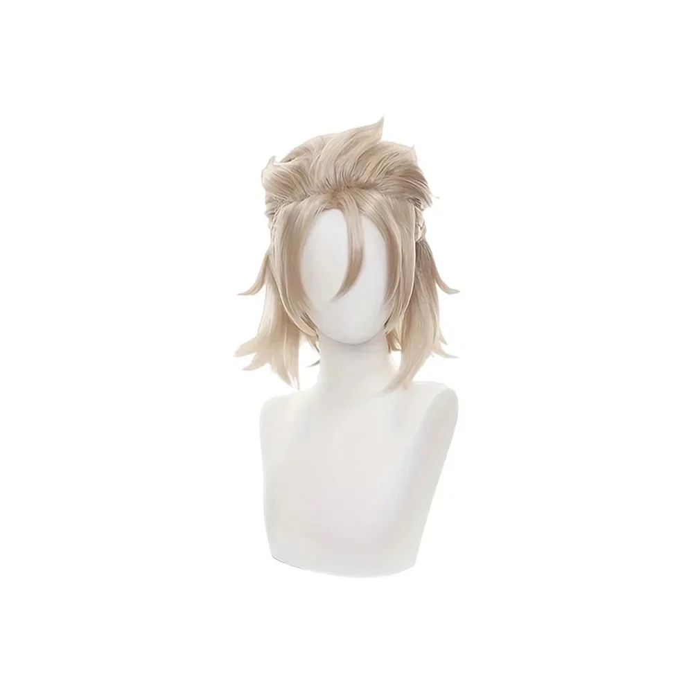 Albedo Cosplay Wigs Short Linen  Anime Heat Resistant Synthetic Hair Genshin Impact Props