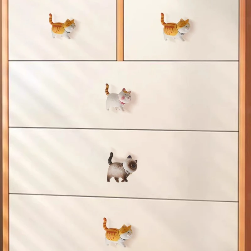 Cartoon Kids Room Pull Handle Cute Simulated Cat Cabinet Door Handle Creative Drawer Cabinet Shoe Cabinet Wardrobe Door Knob