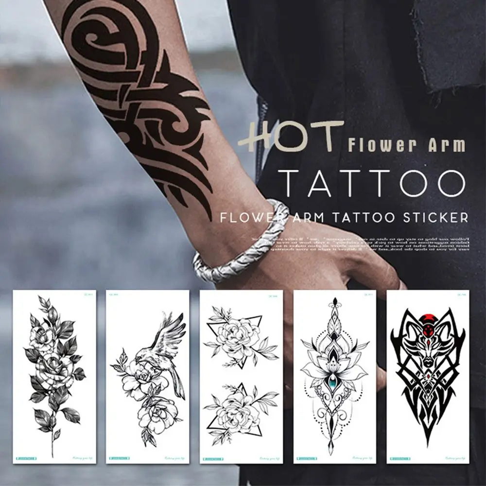 

Fashion Tattoo Sticker Temporary Tattoo Body Art Waterproof 3D Black Rose Fake Tattoos