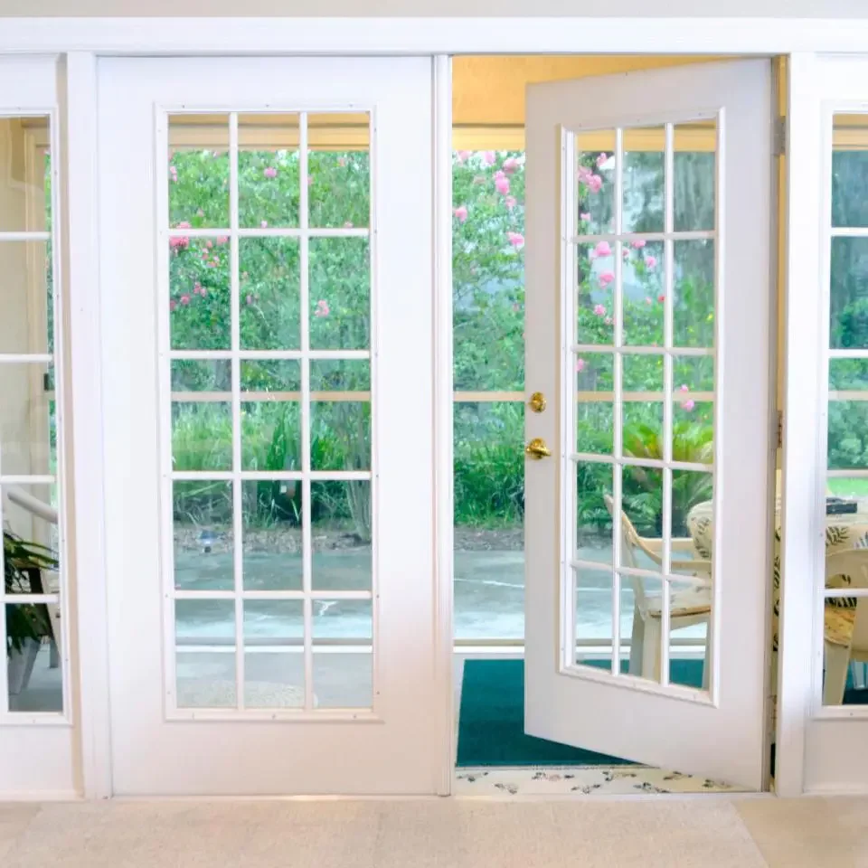 *&F e Manual External Entrance Noise Reduction French Style Hinged Door Rainproof and Rustproof Aluminum Frame Glass Doors