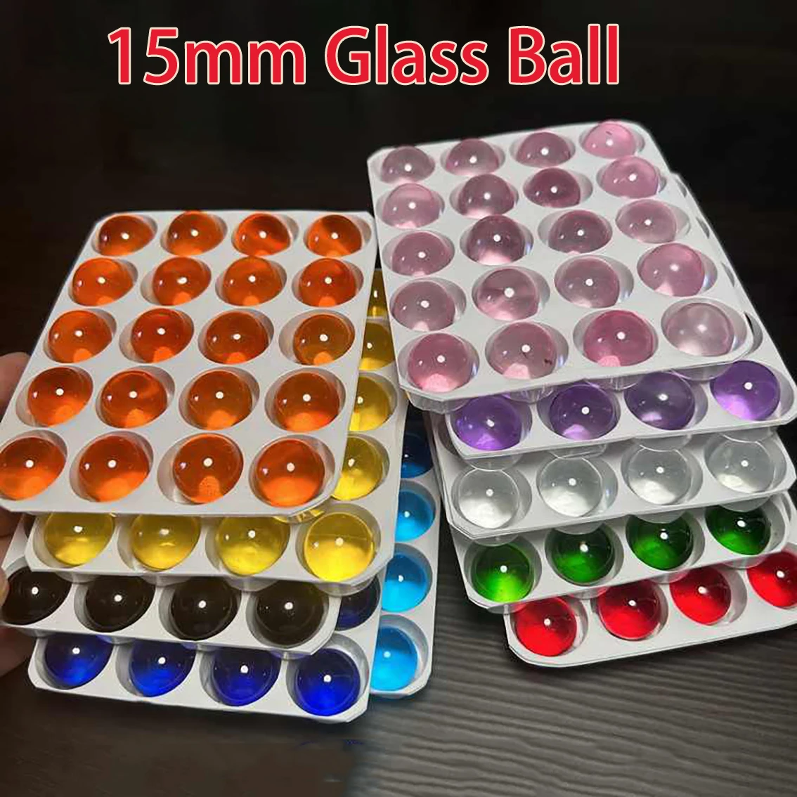 20/40/60/100Pcs Dia 15mm Solid Color Glass Balls Crystal Ball Transparent Decoration Fish Tank Balls DIY Game Art Pieces