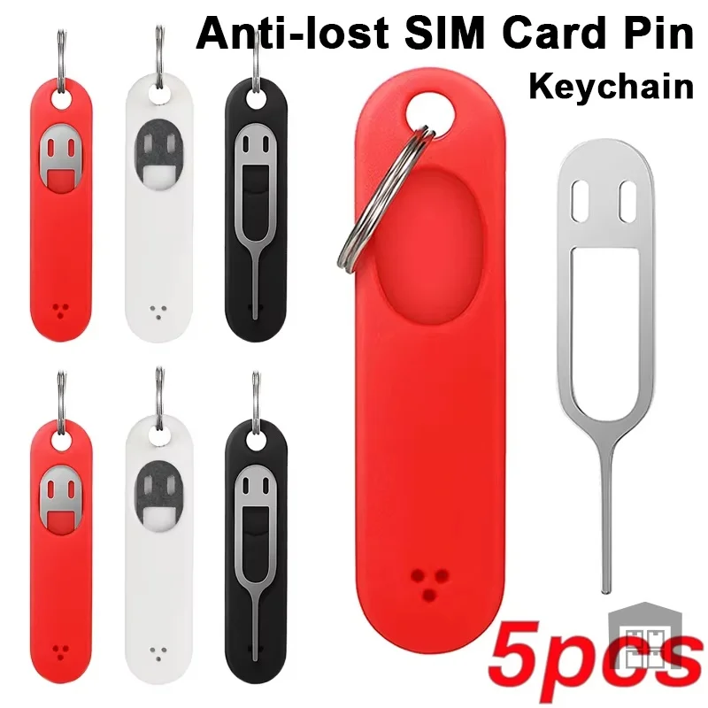 Булавка для защиты от потери SIM-карты с силиконовым лотком для иглы для iPhone Samsung LG Универсальный инструмент для удаления карт SD Sim Инструмент для извлечения карт Брелок Новый