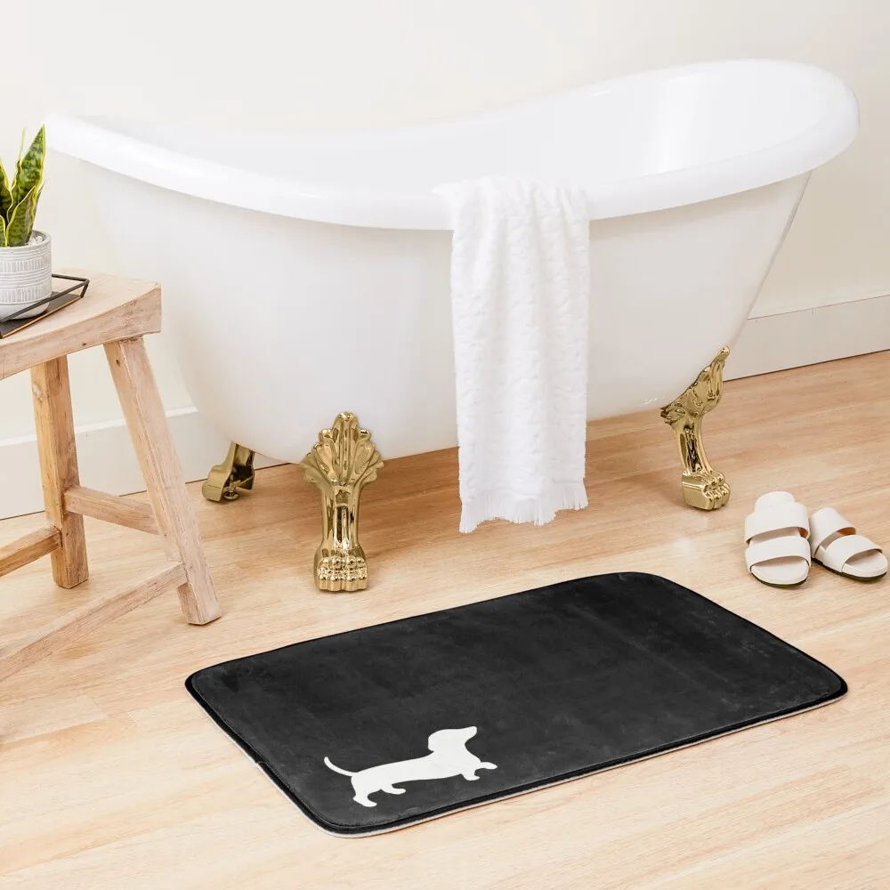 

Plain Black With Daschund Silhouette Bath Mat Bath Room Acessories Anti-Slip Carpet Kitchen Carpet Kitchens Mat