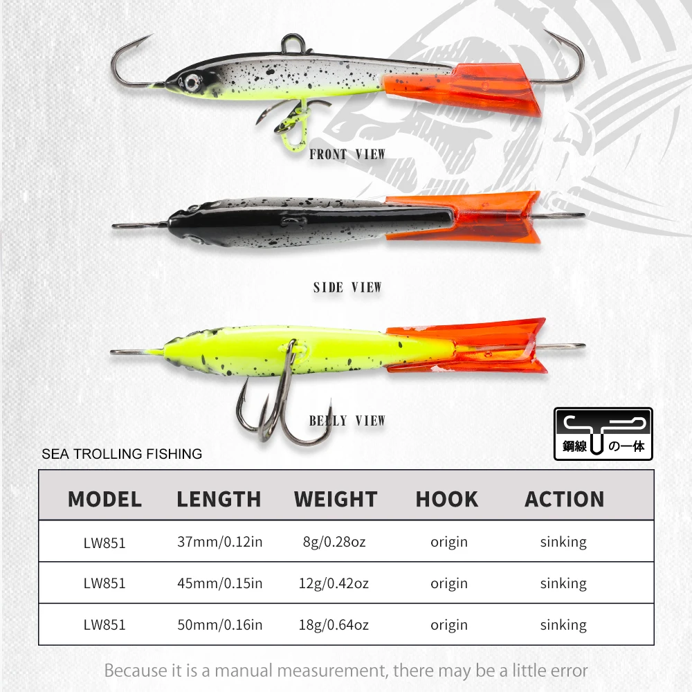 Hunthouse Winter Ice Fishing Lure 37mm/8g 45mm/12g 50mm/18g Balancer Sinking Hard Baits VIB Fishing Tackle For Bass Pike LW851