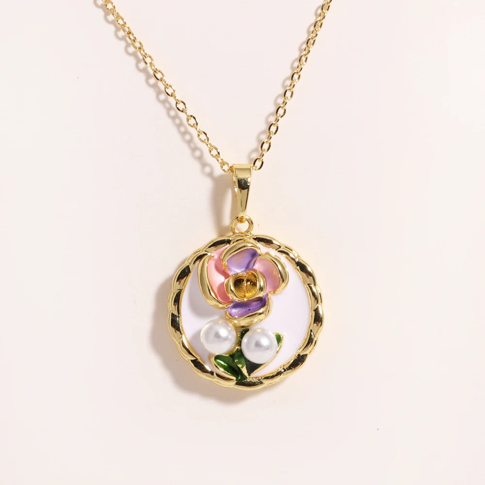 316L roestvrij staal kleurrijke druppel olie bloem hart onregelmatige ketting voor vrouwen meisjes vintage Franse delicate sieraden geschenken