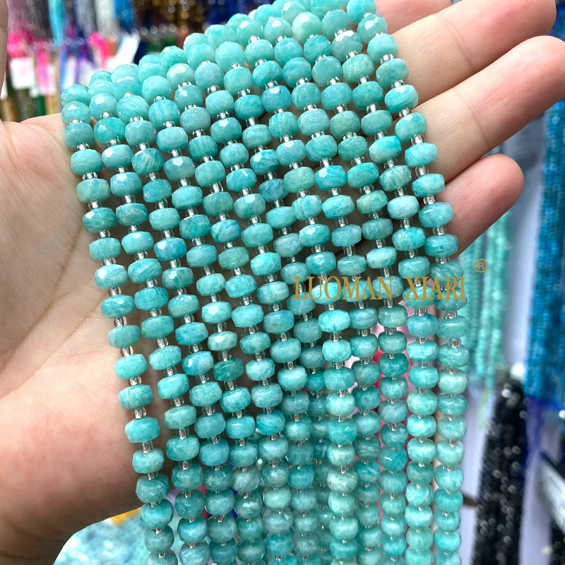 Natural Stone Gem AA Apatite 6x8mm Faceted Rondelle Loose Spacer Beads for Jewelry Making Diy Bracelets Charms Accessories