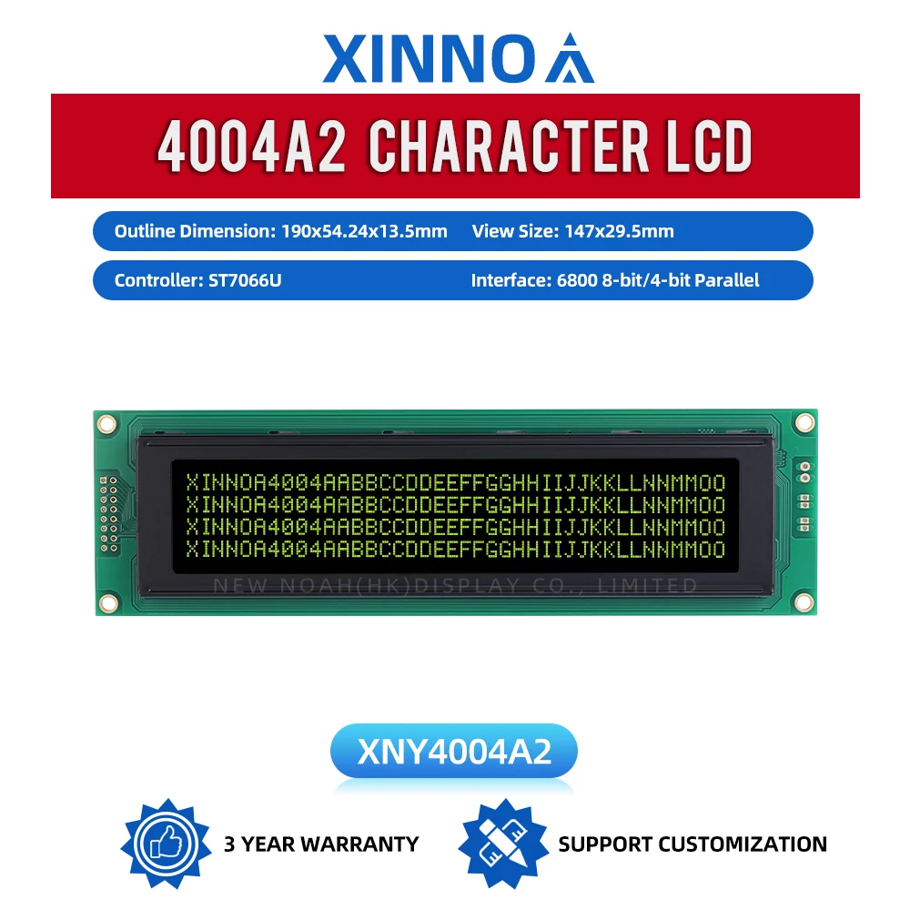 BTN black film Yellow 4004A2 LED LCD Module 2X40 190*54*13.1MM 16PIN Interface Module Controller ST7066U Display Screen