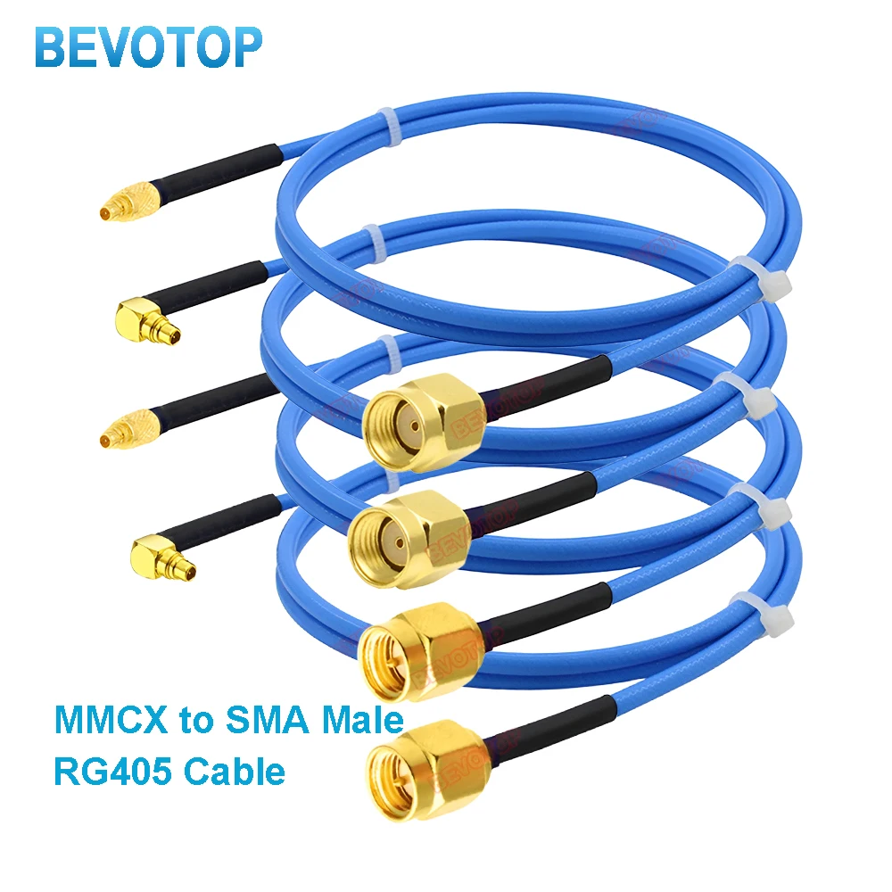 1PCS RG405 SMA to MMCX Cable RP-SMA/ SMA Male to MMCX Male Straight/ Right Angle 90° Plug High Frequency RG-405 086 Jumper