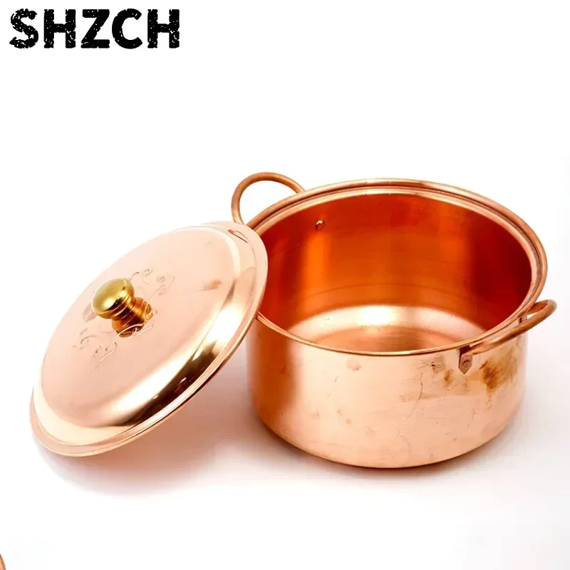 Handmade Copper Saucepan Classic Chinese Thickened Pot Pure Copper Split Heat Insulation Large Capacity Pan Durable Copper Pot