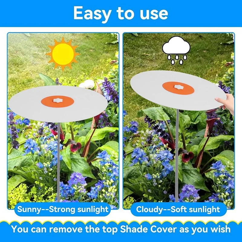 Plants Shade Cover, Rain Proof Wind Proof Garden Shade Disk Umbrella Plastic Sunblock Shade Cloth Moveable Sun Shade-A55K