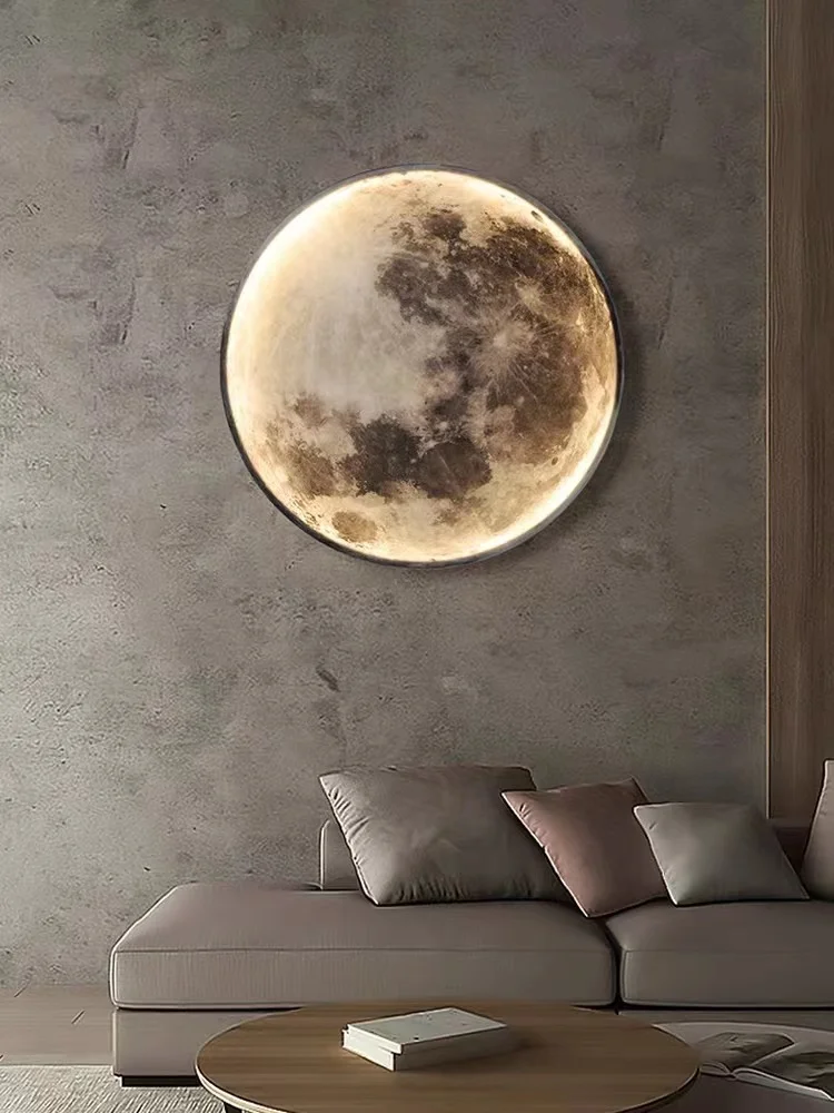 

Moon LED wall light modern art bedroom bed wall hanging creative Moon living room sofa background wall decoration mural light