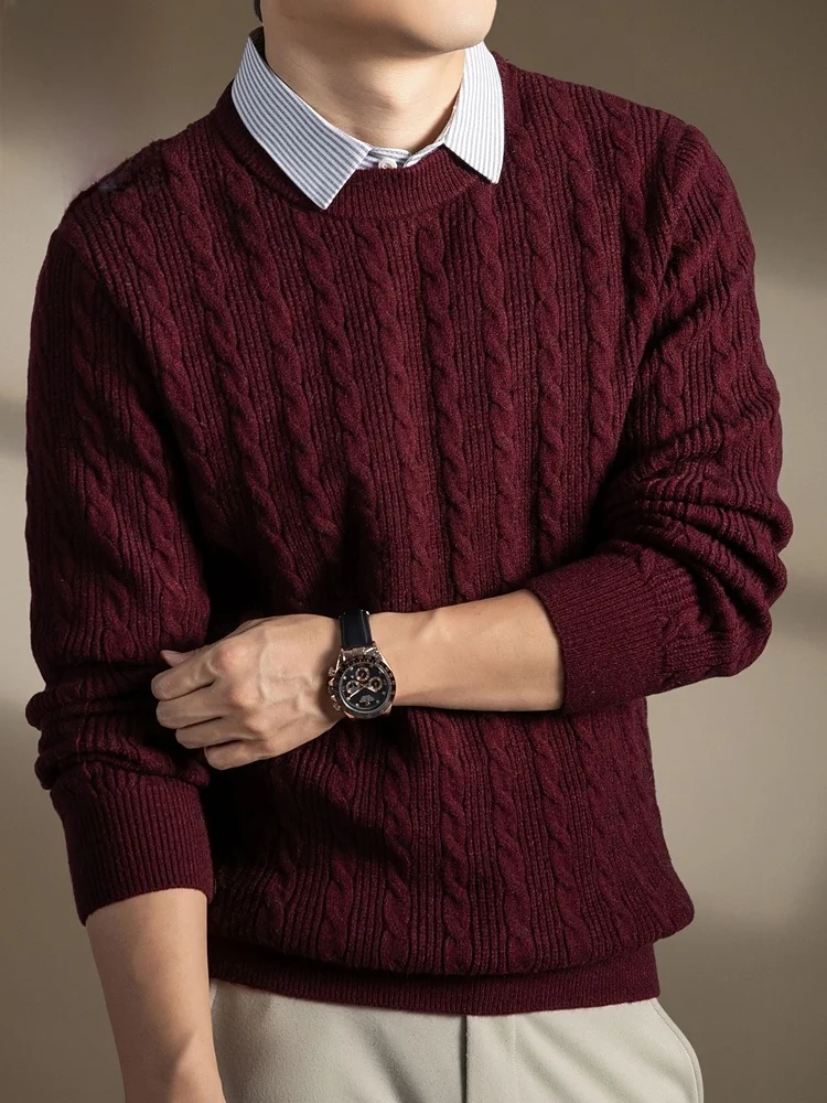 

Wool Knitted Sweater Men's Casual Overhead Spring New Sle Comfortable Loose Fit Long Sve irt Collar Sweatirt