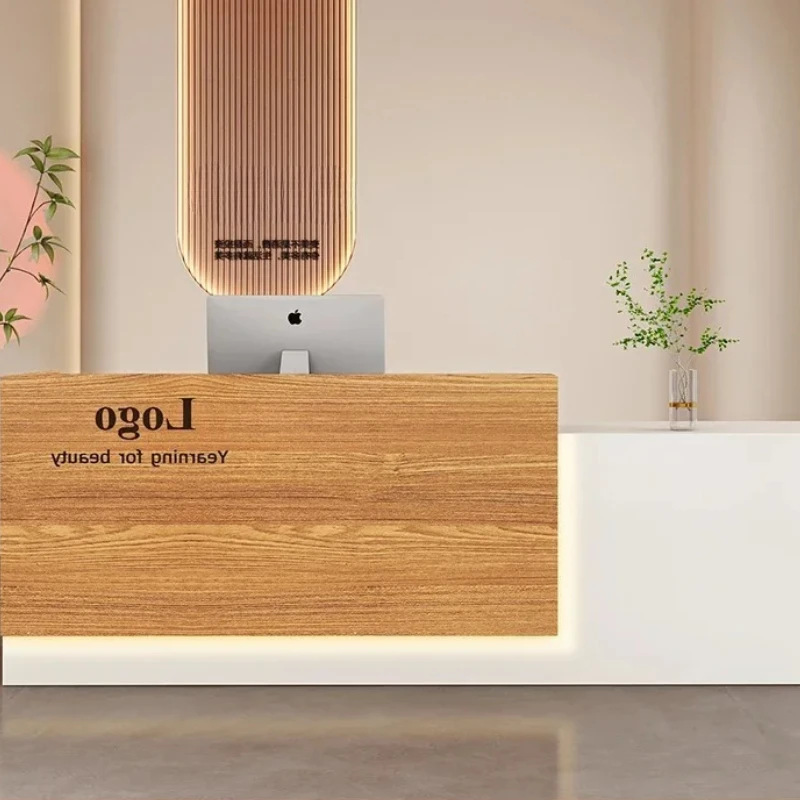 

Unique Luxury Reception Front Desk Small Design Cool Bar Vintage Reception Counter Resepsiyon Masası Commercial Furniture