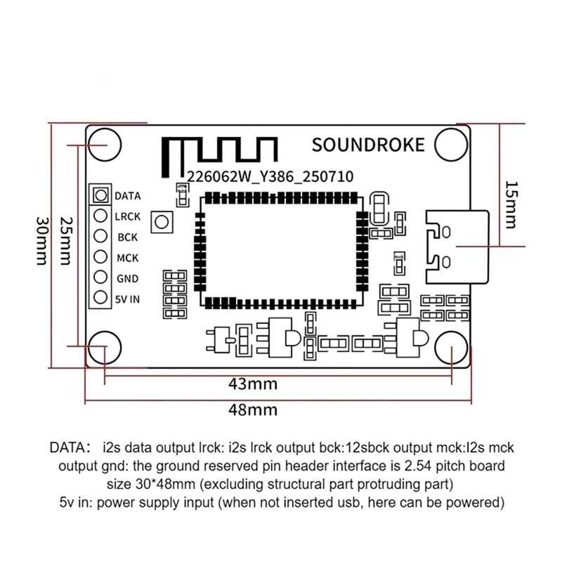 Super Sale QCC3095 USB to I2S Bluetooth Module LDAC Decoding