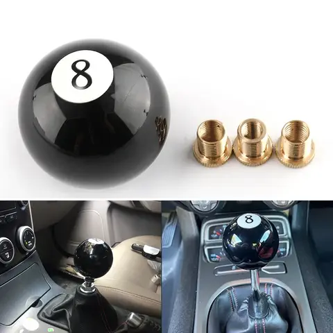 Perilla de palanca de cambios redonda Universal, palanca de cambios de velocidad acrílica de 8 bolas negra con 3 adaptadores aptos para vehículos manuales
