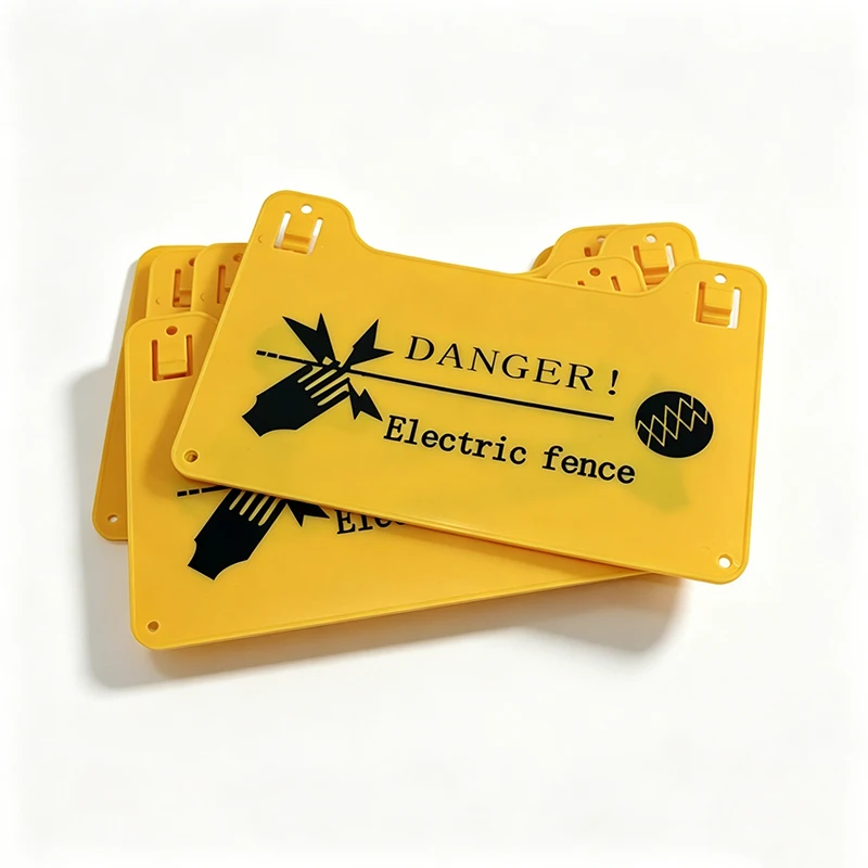 5 Pcs Danger Electric Fence Warning Signs Dual-sided Printing Plastic Danger Sign Plate with Shock Symbol for House Farm Fencing