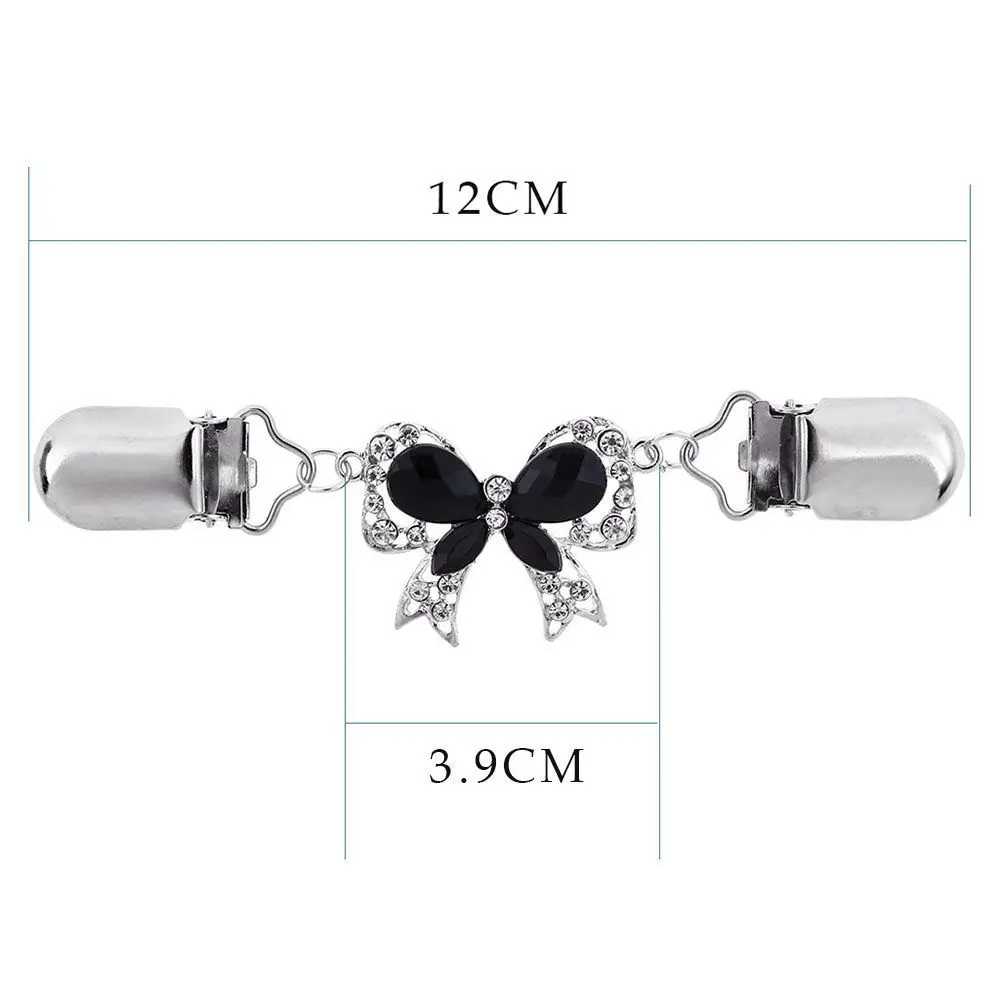 

Metal Holder Crystal Rhinestone Bow Brooches Duck-mouth Plated Clasps Cardigan Collar Clip Sweater Shawl Clips