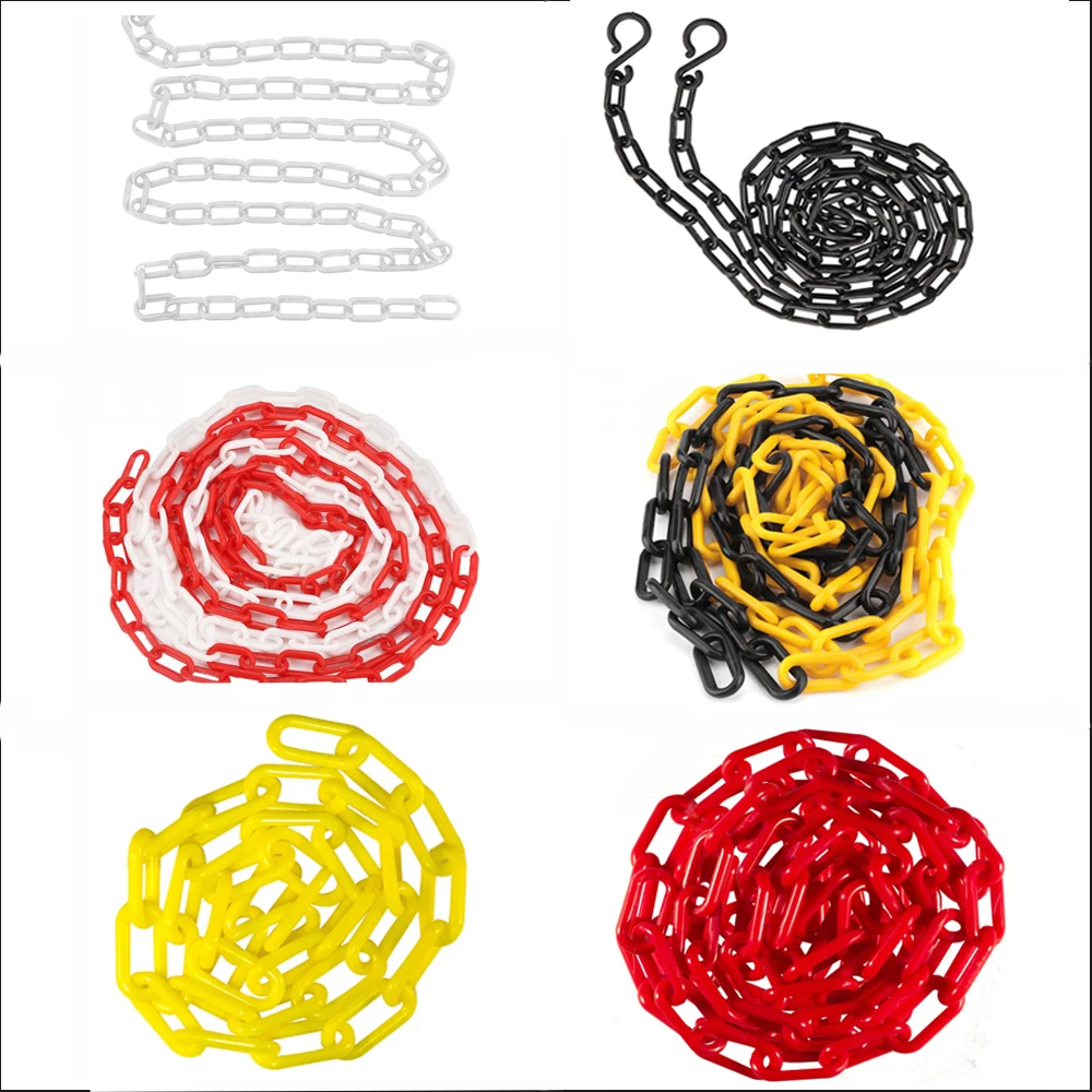 1pcs 5/10M Plastic Warning Chain Road Warning Block Barrier Chain Traffic Crowd Parking Control 6/8/10MM Protection Accessories