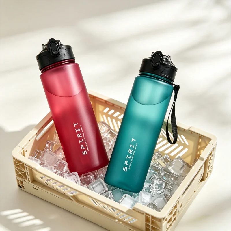 750ML Sports Water Bottle Leak Proof Flip Lid with Straw Portable Carry Loop Reusable Water Cup for Gym Fitness Camping Outdoor