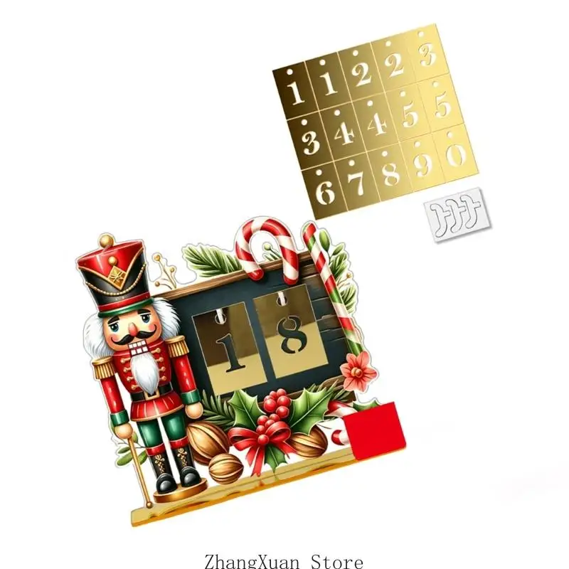 Freistehendes Weihnachtsdisplay mit Datumskarten für Schreibtische und Regale 3XUF – Detail 7