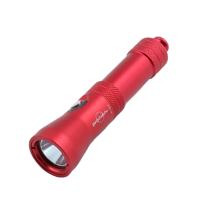 Aluminum Alloy Red Color Diving Flashlight IP68 100M Deep 5 modes 18650 Rechargeable Battery Handheld Underwater Dive Light