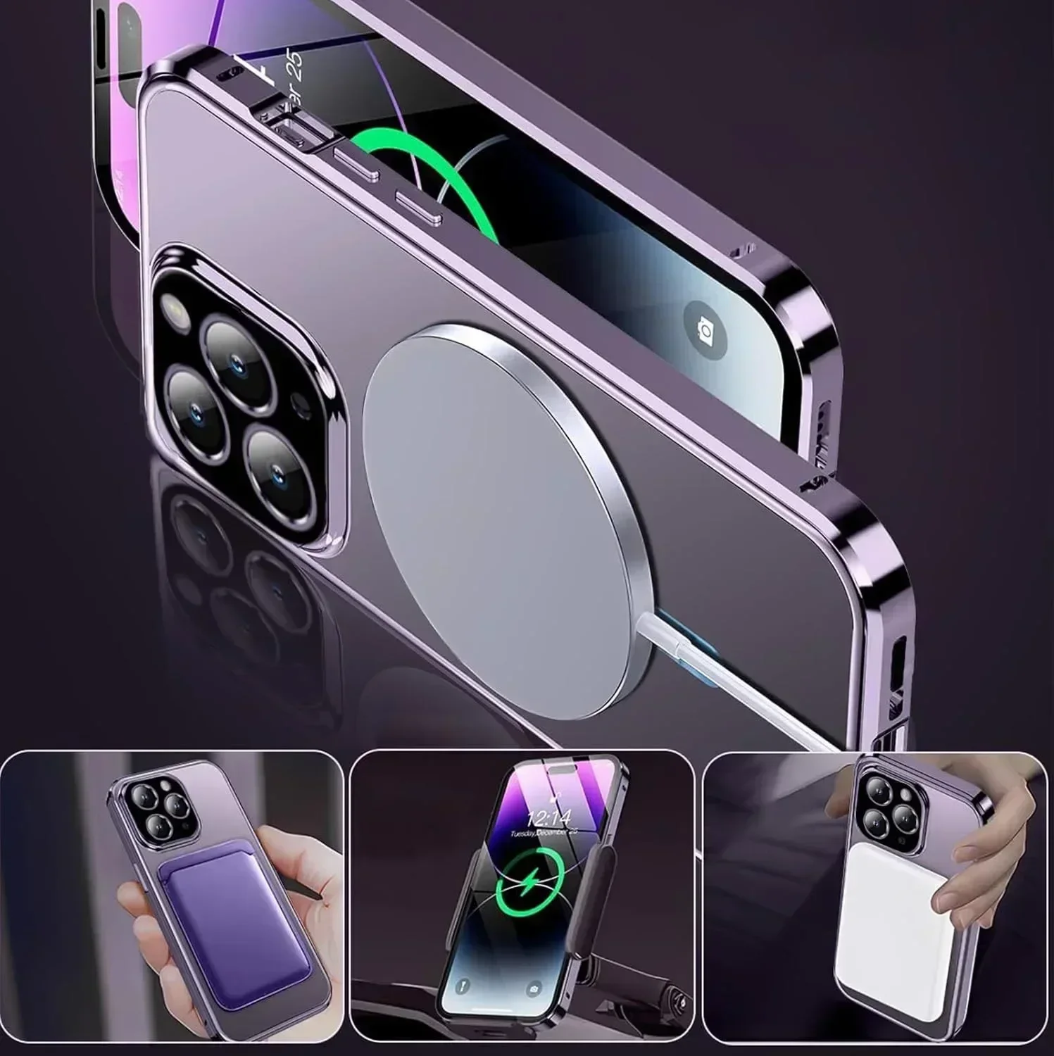 حافظة خصوصية لهاتف آيفون 16e 15 14 13 Pro Max مناسبة لواقي الشاشة المعدني Magsafe مع حافظة حماية عدسة الكاميرا #4